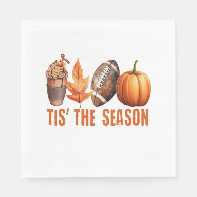 Tis The Season Thanksgiving Pumpkin Napkin (Front)