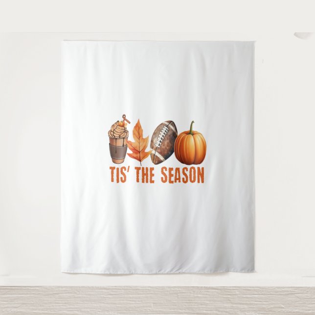 Tis The Season Thanksgiving Pumpkin Tapestry (Front)