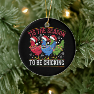 Tis The Season To Be Chicking Xmas Chicken Western Ceramic Tree Decoration