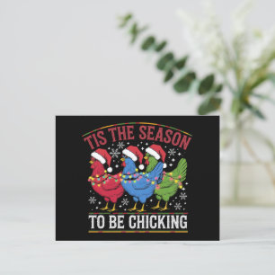 Tis The Season To Be Chicking Xmas Chicken Western Holiday Postcard