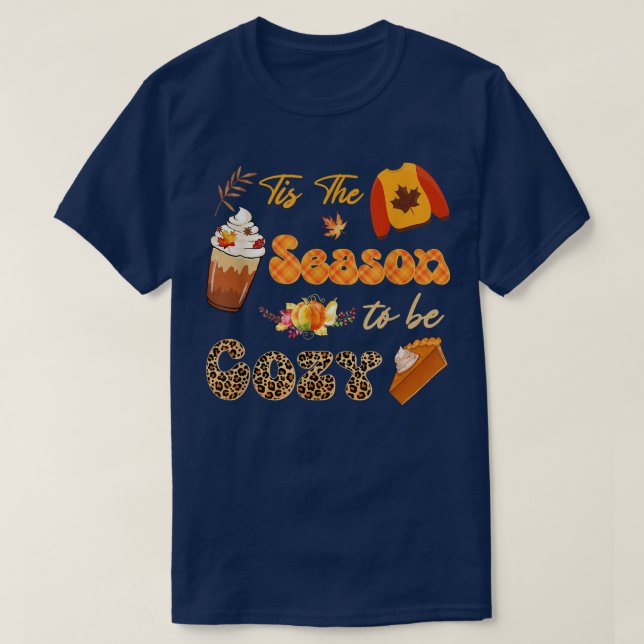 Tis The Season To Be Cosy Leopard Pumpkins Spice F T-Shirt (Design Front)