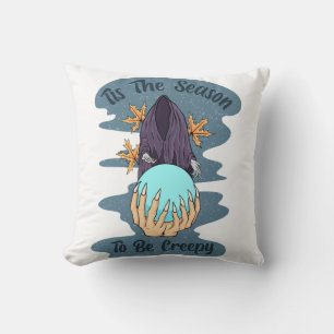 Tis the Season to be Creepy Ghost Halloween Groovy Cushion