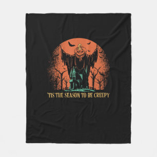 Tis The Season To Be Creepy Pumpkin Fleece Blanket