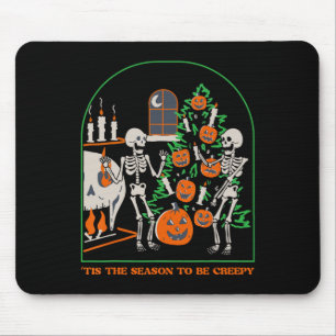 Tis The Season To Be Creepy Skeleton Pumpkin Hallo Mouse Mat
