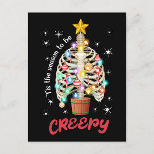 Tis the season to be creepy skeleton Ugly Xmas  Postcard