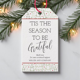 'Tis The Season To Be Grateful Corporate Christmas Gift Tags