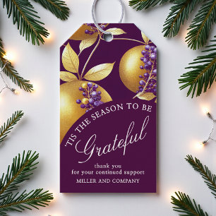 'Tis The Season To Be Grateful Corporate Christmas Gift Tags