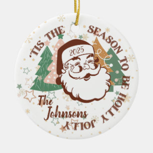 'Tis The Season To Be Holly Jolly Santa Ceramic Tree Decoration
