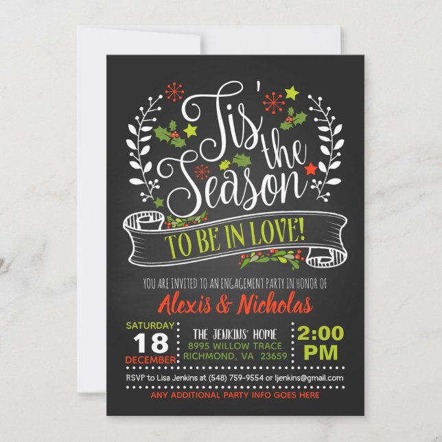 Tis the Season to Be In Love Engagement Invitation (Front)