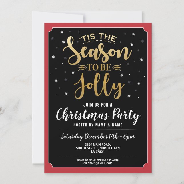 'Tis The Season To Be Jolly Christmas Party Invitation (Front)