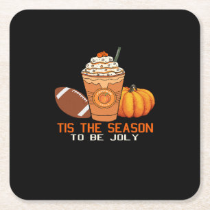 tis the season to be jolly christmas square paper coaster