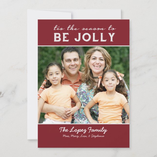 Tis The Season To Be Jolly Family Photo Card (Front)