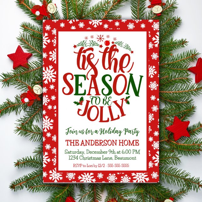 Tis The Season To Be Jolly Festive Christmas Party Invitation (Tis The Season To Be Jolly Festive Christmas Party Invitation)