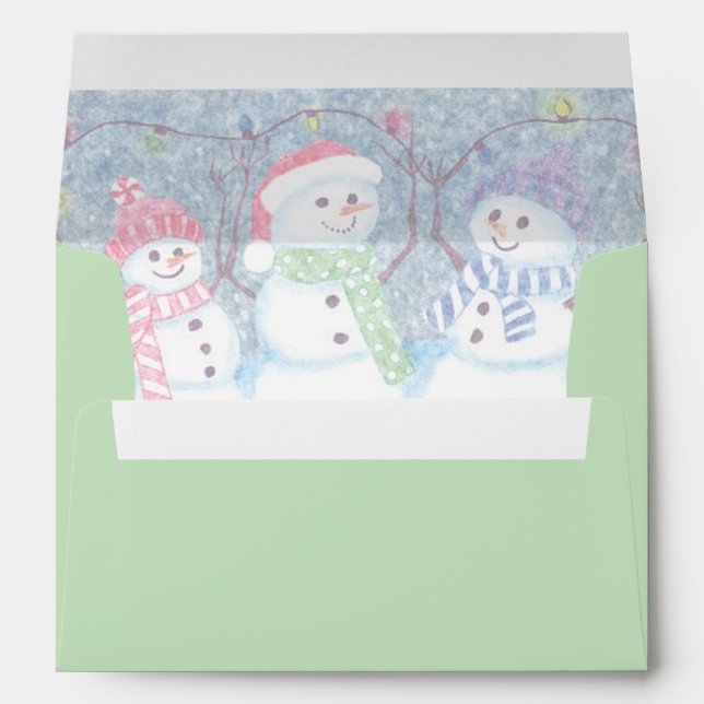 Tis The Season To Be Jolly Funny Snowmen Green Envelope (Back (Bottom))