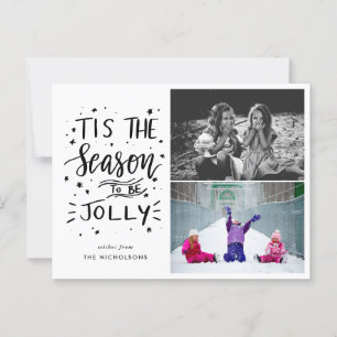 Tis The Season To Be Jolly Handwritten Two Photo Postcard