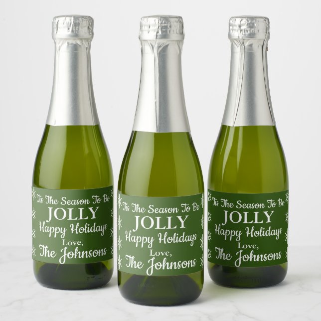Tis The Season To Be Jolly Holiday Mini Wine Label (Bottles)