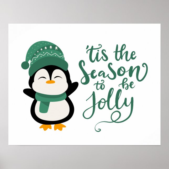 Tis The Season To Be Jolly, Penguin Christmas Poster (Front)