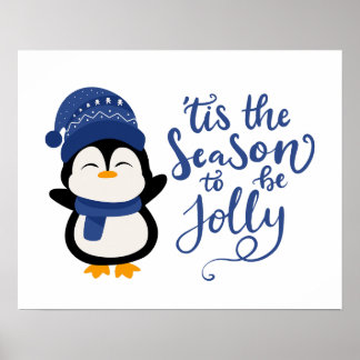 Tis The Season To Be Jolly, Penguin Christmas Poster