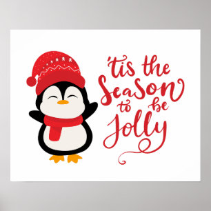 Tis The Season To Be Jolly, Penguin Christmas Poster