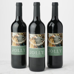 'Tis the Season to Be Jolly Photo Christmas Wine Label