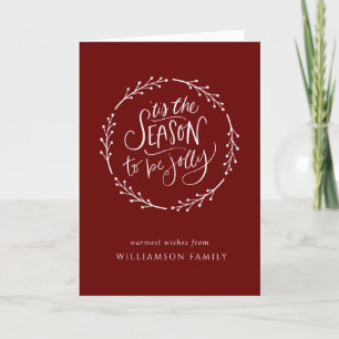 Tis the season to be jolly red Christmas Holiday Card