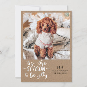 Tis The Season To Be Jolly Script Holiday Photo Card