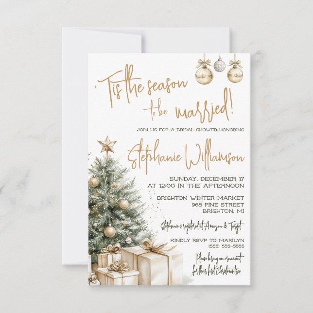 'Tis the Season to be Married!  Bridal Shower Invitation (Front)