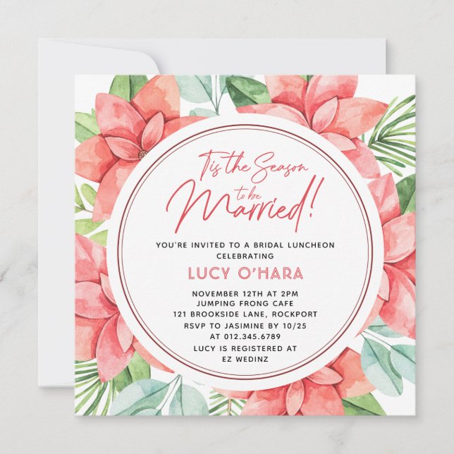 Tis the Season to be Married Christmas Floral Invi Invitation (Front)