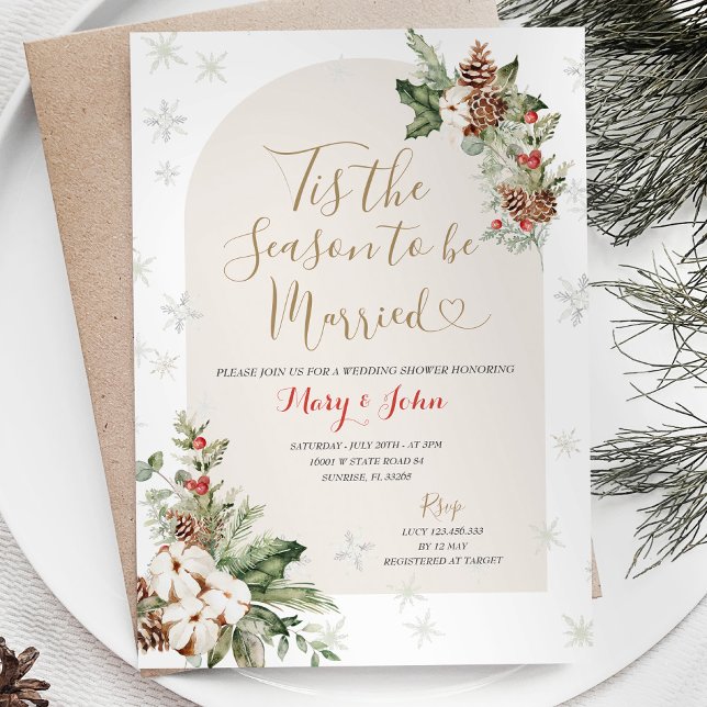 Tis the Season to Be Married Christmas Floral Invitation (Creator Uploaded)