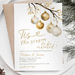 Tis the Season to be Married Christmas Wedding Invitation<br><div class="desc">EDITABLE Tis the Season to be Married Christmas Wedding Invitation
Elegant Gold White Christmas Ornament Tree Marriage Invitation</div>