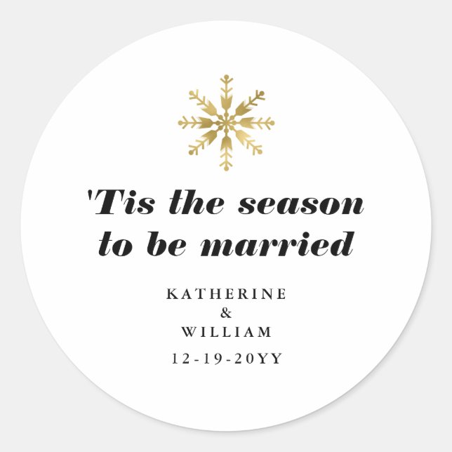 Tis the Season to be Married Classic Round Sticker (Front)