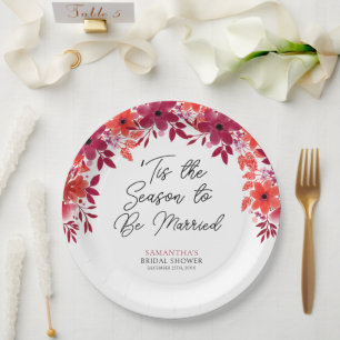 'Tis the Season to Be Married Floral Bridal Shower Paper Plate