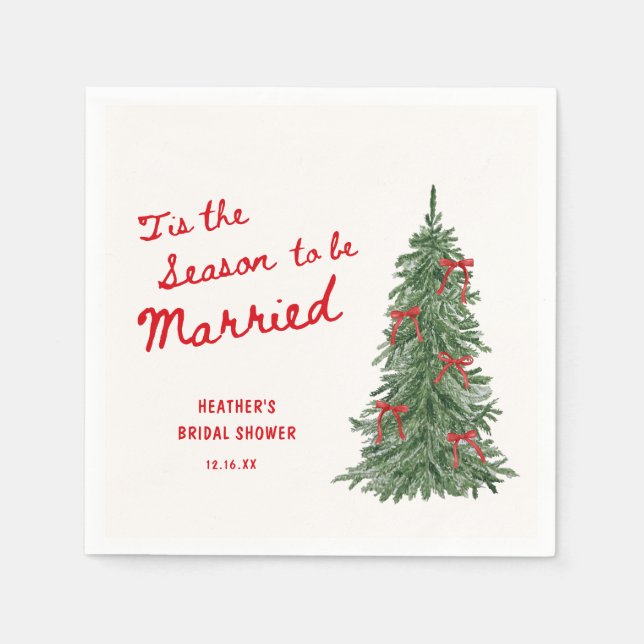 Tis the Season to be Married Holiday Bridal Shower Napkin (Front)