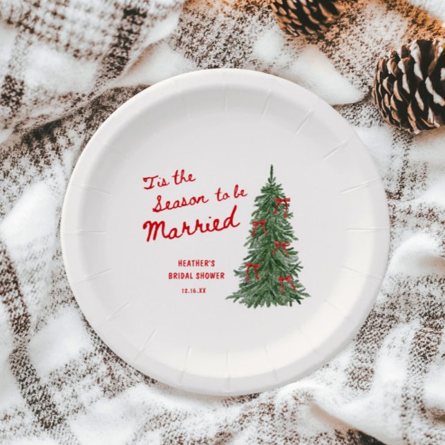 Tis the Season to be Married Holiday Bridal Shower Paper Plate (Creator Uploaded)