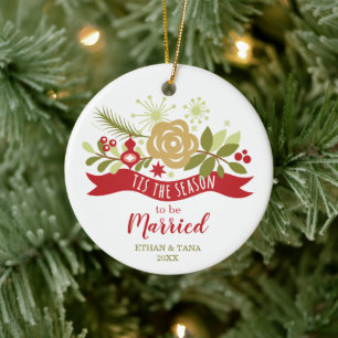 Tis The Season To Be Married Personalised Festive Ceramic Tree Decoration
