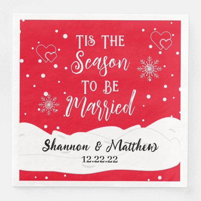 Tis the Season to be Married Personalised Napkins (Front)