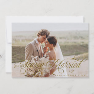 Tis the Season to be Married script holiday photo Card