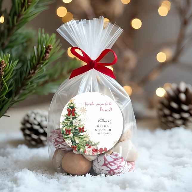 Tis the Season to be married Winter Bridal Shower  Classic Round Sticker (Creator Uploaded)