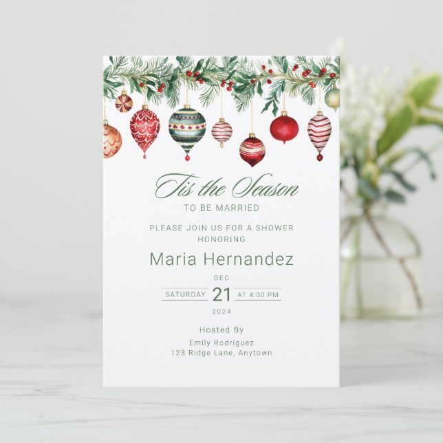 Tis the Season to be Married Winter Bridal Shower Invitation (Standing Front)