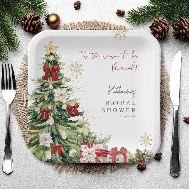 Tis the Season to be married Winter Bridal Shower  Paper Plate (Creator Uploaded)