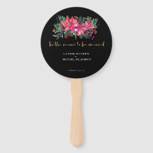 Tis The Season To Be Married Winter Pink Christmas Hand Fan