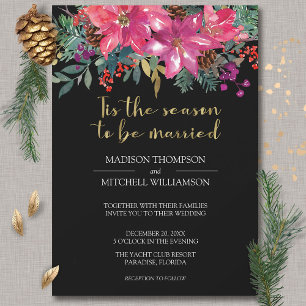 Tis The Season To Be Married Winter Pink Christmas Invitation