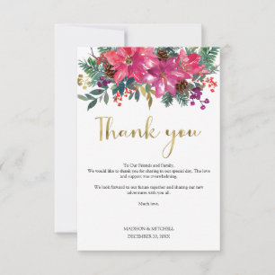 Tis The Season To Be Married Winter Pink Christmas Thank You Card