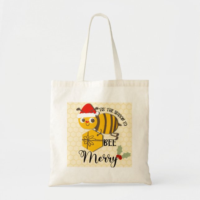 Tis the season to be merry bee  card tote bag (Front)