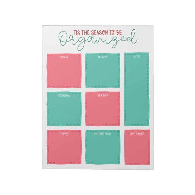 Tis the Season to be Organised Christmas Planner Notepad (Rotated)