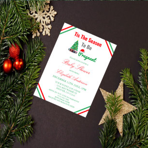 Tis The Season To Be Pregnant Baby Shower Invitation