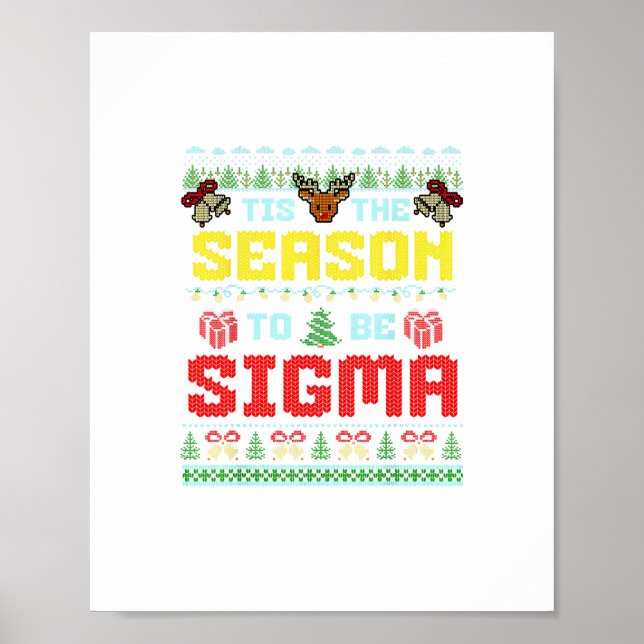 Tis The Season To Be Sigma Christmas Brainrot Iron Poster (Front)
