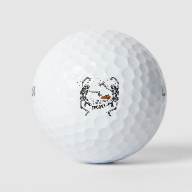 'Tis The Season To Be Spooky Dancing Skeleton Golf Balls (Front)