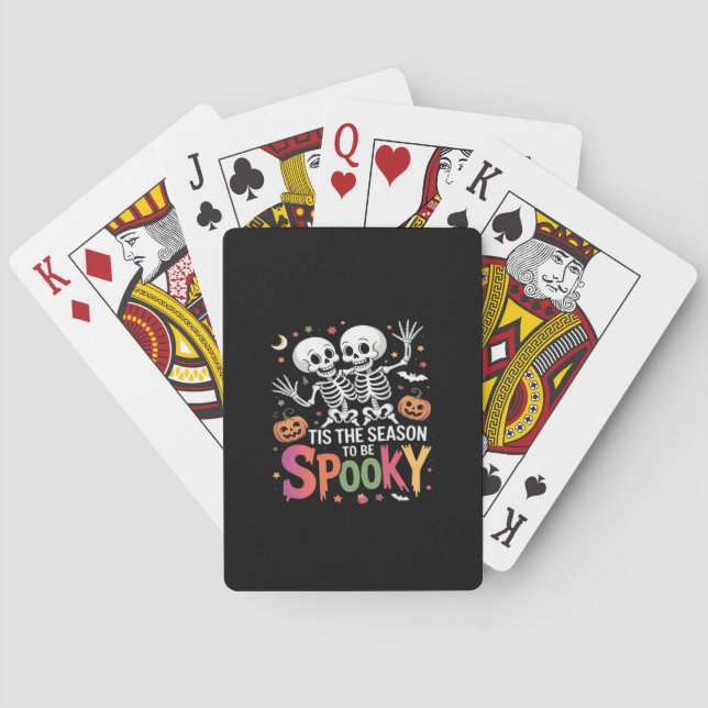 Tis The Season To Be Spooky Dancing Skeleton Hallo Playing Cards (Back)