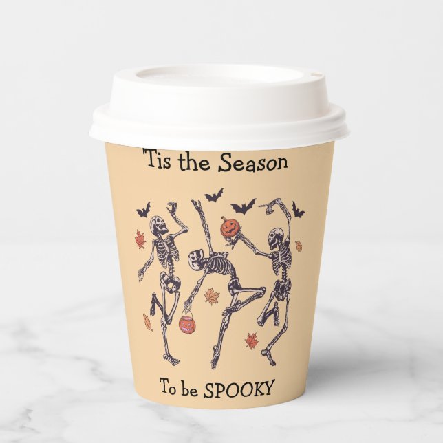 Tis the Season To Be Spooky - Dancing Skeletons Paper Cups (Front)